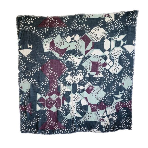 Marimekko Scarf Shawl 63" Square Geometric Wool Modal Silk Cashmere - Picture 1 of 7